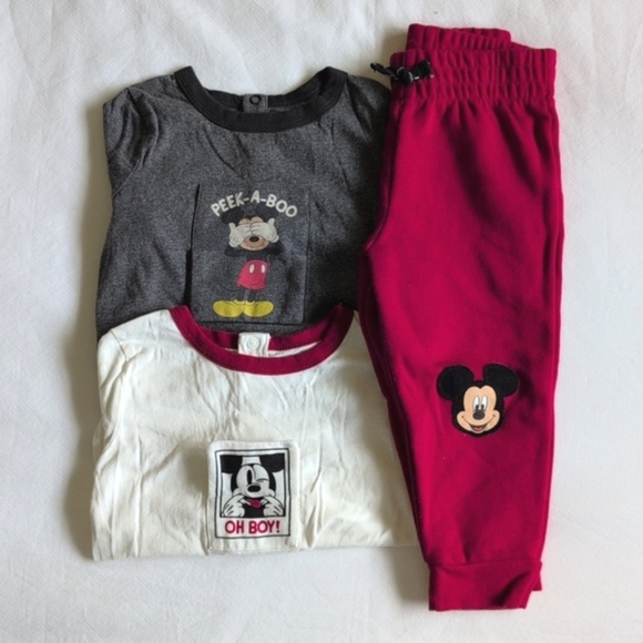 joe fresh x disney mickey mouse 3 piece bundle bodysuits & joggers 18-24 months - Picture 1 of 12